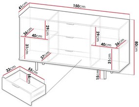 Komód Newelon K2D3SZ NW02 (kasmír + arany) . 1103663