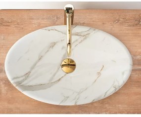 REA-U9685 - Ráépíthető mosdó PAMELA 33x53 cm, kerámia/márvány dekor