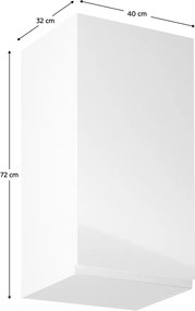 Felsőszekrény, fehér/fehér extra magasfényű, jobbos, AURORA G40