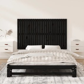 fekete tömör fenyőfa fali fejtámla 147 x 3 x 90 cm