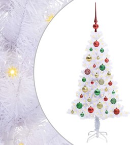 vidaXL Mű karácsonyfa 150 LED-del állvánnyal Fehér 120 cm PVC és Acél