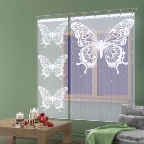 Gyönyörű függöny panel jacquard fehér rojtos pillangó 50x165 cm