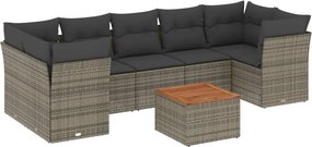 vidaXL 8 részes szürke polyrattan kerti ülőgarnitúra párnákkal
