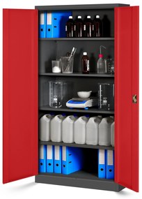 4x készlet fém iratszekrény JAN, 900 x 1850 x 400 mm, antracit-piros