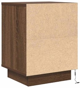 2 db barna tölgyfa éjjeliszekrények LED világítással 38x34x50cm