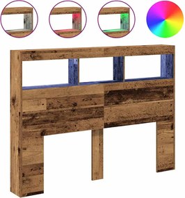 vidaXL antik fa áthidalószekrény LED-világítással 140 x 17 x 102 cm