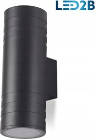 Homlokzati lámpa kétirányú 2xGU10 kerek fekete Querk 5 90x260mm IP54
