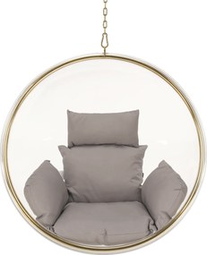 Függő fotel, átlátszó/arany/szürke, BUBBLE NEW TYP 1