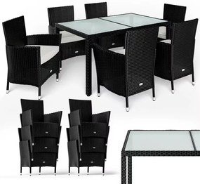 Casaria® Kerti rattan szett Berlin 1+6 - fekete