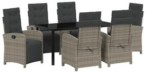 vidaXL Kert étkező szett párnával 7 pcs Szürke polirattan