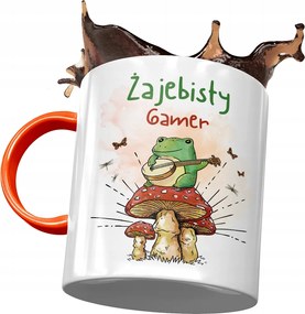 Narancssårga bögre gamernek Békås Gamer nyomott mintåval