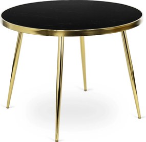Stół TINGA 100 cm Szklany Czarny/Złoty