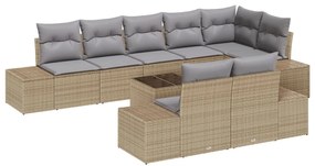 Kerti Kanapé Szett párnával 9 pcs bézs és szürke Poli rattan
