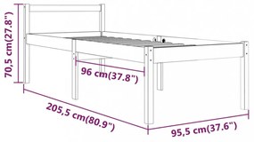 tömör fenyőfa ágy időseknek 90 x 200 cm