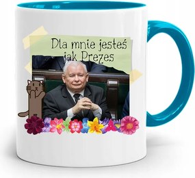 Kék Vicces Bögre Jaroslaw Kaczynski fényképes nyomattal