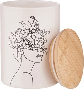 QUEEN IT tárolódoboz bambusz fedéllel 700ml, Line Art