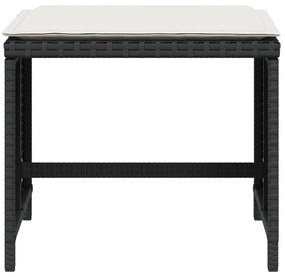 4 db fekete polyrattan kerti szék párnákkal 40 x 40 x 35 cm