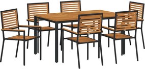 vidaXL Kert étkező szett 7 pcs Fekete és Barna polirattan