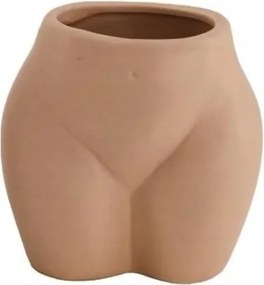 Porcelán váza női motívummal világos barna