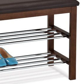 83168-06 Modern Cipőtároló Polc és Zsámoly Barna Színben. Teherbírása 90 kg.