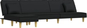 vidaXL fekete L-alakú szövet kanapéágy 255x140x70 cm
