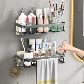 Loft Fürdőszobai Polc Lyukasztás nélkül 2db szürke