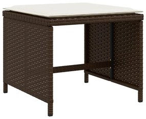 17 részes barna polyrattan kerti ülőgarnitúra párnákkal