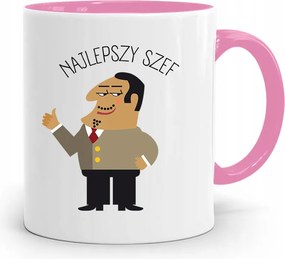 Rózsaszín Bögre Ajándék Főnöknek Legjobb Főnök fényképes nyomtatással