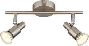 Globo 57385-2 Fali lámpa, LED reflektor, fém nikkel matt, fém krómozott, HxSzxM: 270x80x110mm, 2x GU10 LED 3W 230V izzókkal, 250lm forrás, 250lm kimenet, 3000K
