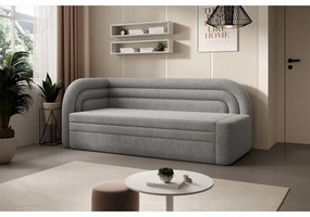 Szürke buklé kinyitható-tárolóhelyes kanapé bal oldali 223 cm Fabillo – ELTAP