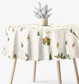 Goldea karácsonyi kör alakú pamut terítő - karácsonyi dalok Ø 130 cm