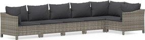 vidaXL 6 részes szürke polyrattan kerti ülőgarnitúra párnákkal