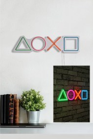 Műanyag LED-es fali dekoráció, Play Station - Multicolor