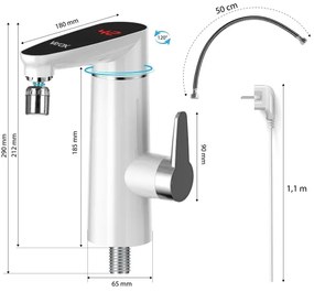 3000W/230V IPX4 vízmelegítő LED kijelzővel, fehér
