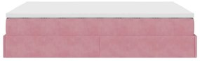 Ottomán ágykeret matraccal rózsaszín 140x190cm bársony