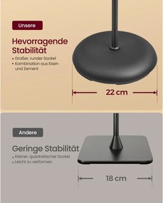 VASAGLE LED állólámpa 360°-ban hajlítható karral, 22 x 22 x 170 cm, matt fekete