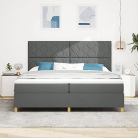 Box Spring Ágy Matrac Sötétszürke 200x200 cm Szövet