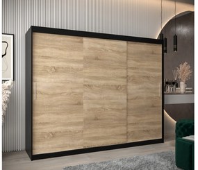Ruhásszekrény 250 cm Toki (matt fekete + szonoma tölgy). 1064866