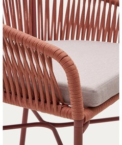 Yanet kerti bárszék terrakotta színű húrozással, magasság 85 cm - Kave Home