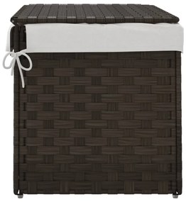 sötétbarna polyrattan szennyeskosár fedéllel 55,5 x 35 x 34 cm