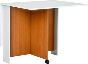 HOMCOM Összecsukható Étkezőasztal Kerekekkel - Multifunkcionális Konyhai Asztal 2 Összecsukható Szárnnyal 120x80x73 cm Fehér és Tölgy | Aosom