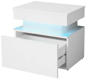 Éjjeliszekrény Lesteralo 1S (fekete + fényes fekete) (kék LED világítással). 1104513