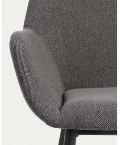 Antracitszürke kárpitozott étkezőfotel Konna – Kave Home