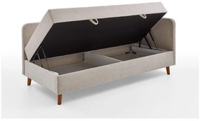 Bézs kárpitozott egyszemélyes ágy tárolóhellyel 90x200 cm Cabana – Meise Möbel