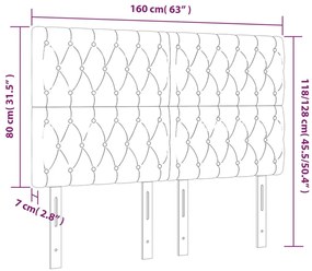 világosszürke bársony LED-es fejtámla 160x7x118/128 cm