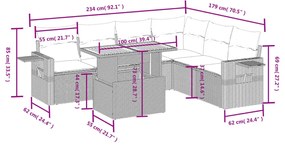 7 részes bézs polyrattan kerti ülőgarnitúra párnákkal