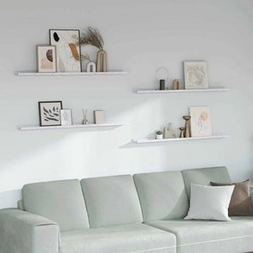 vidaXL Falpolc polcokkal 4 pcs Fehér márvány 115 x 9 x 3 cm Faanyag