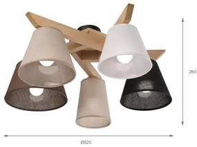 Brilagi - LED  Felületre szerelhető csillár  ANTHONY 5xE14/40W/230V tölgy