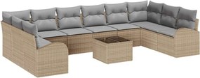 vidaXL Kerti Kanapé Szett 11 pcs Beige és Világosszürke polirattan