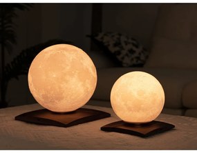 Sötétbarna diófa LED asztali lámpa (magasság 13 cm) Smart LunaSpin – Gingko